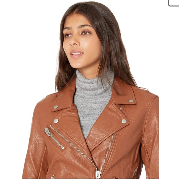 BLANK NYC Vegan leather moto jacket redwood NWT Small - Picture 2 of 6